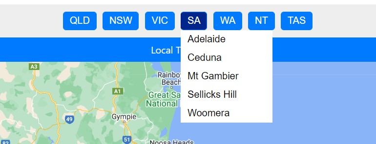 Selecting the radar from the dropdown list